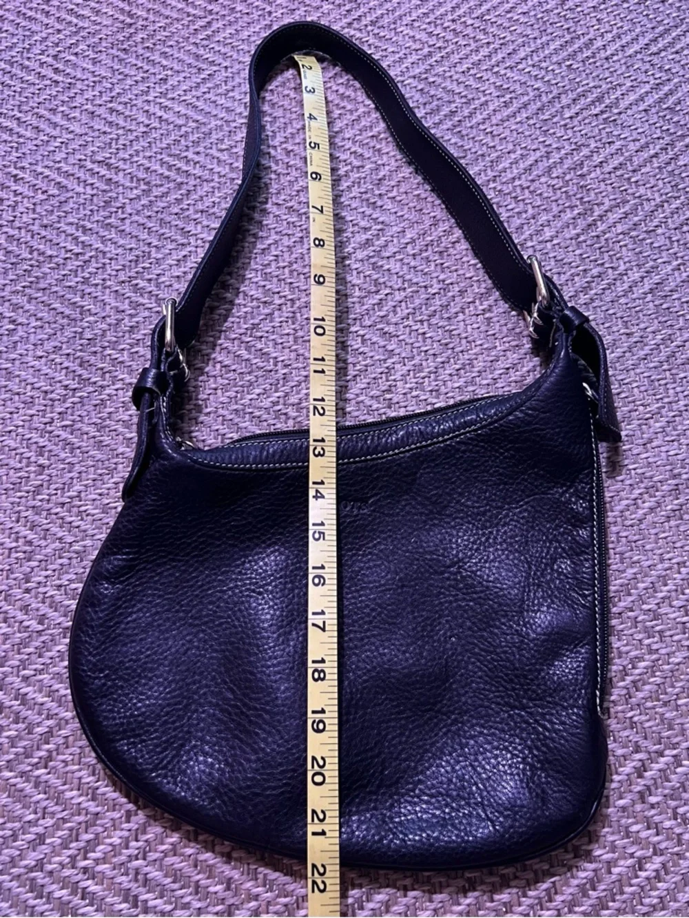 Roots Black Hobo Style Pebbled Leather Shoulder Bag